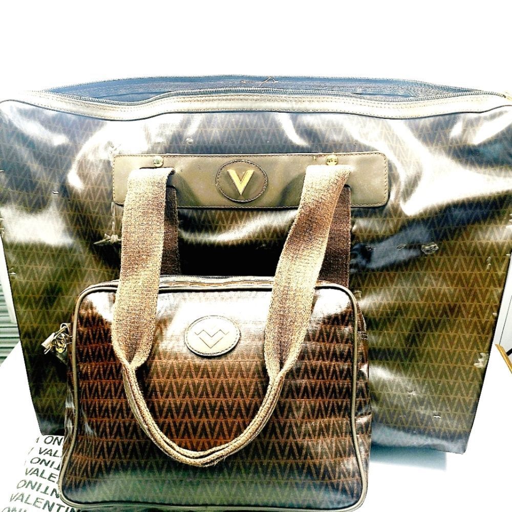 Mario Valentino Leather Travel Bag Set